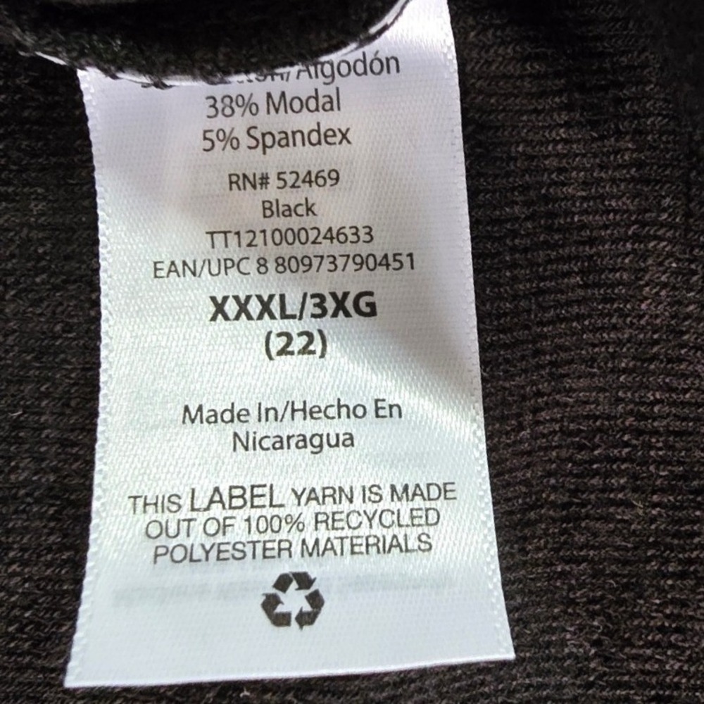 TIME AND TRU Puff Sleeve Crew Neck Long Sleeve T Shirt Top XXXL Black 3X 3XL 22 - Picture 5 of 5